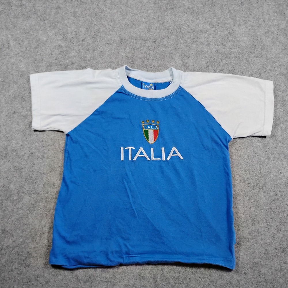 Italia Mania Womens Blue White Raglan Soccer T-Shirt Made in Italy Size S